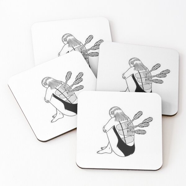 Item preview, Wounded Soul with Arrows – Surreal Emotional Woman Line Art designed and sold by Vilora27.