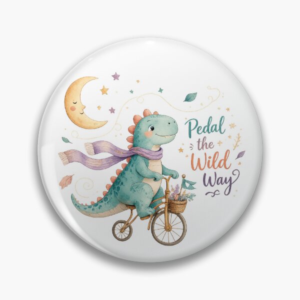 Item preview, Cute Dinosaur Riding Bicycle Pedal the Wild Way Whimsical Adventure Art designed and sold by inkoutninja.