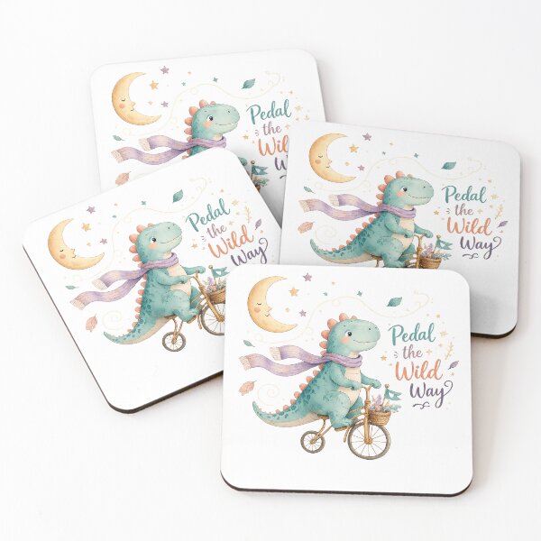 Item preview, Cute Dinosaur Riding Bicycle Pedal the Wild Way Whimsical Adventure Art designed and sold by inkoutninja.