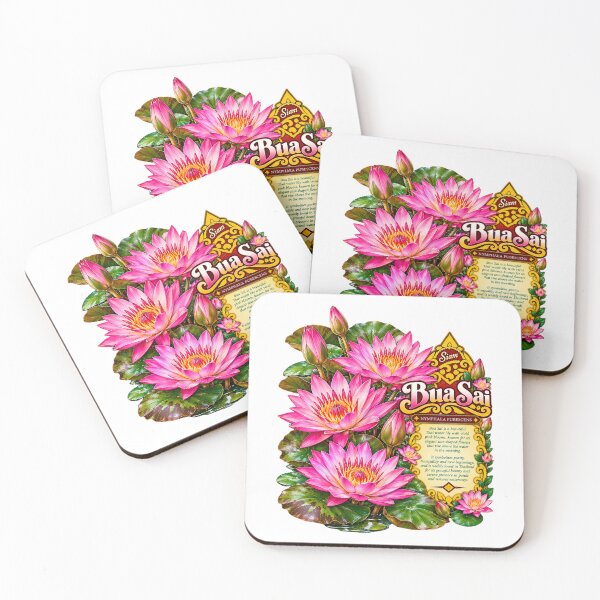 Item preview, Pink Water Lily Vintage Thai Botanical Art designed and sold by Pali's shop.
