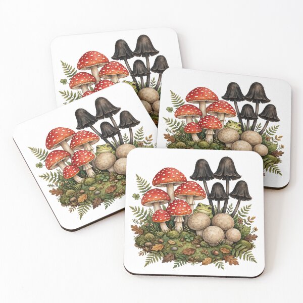 Item preview, Goblincore Mushroom Cluster Forest Floor Frog designed and sold by Funky Mobile Studio.