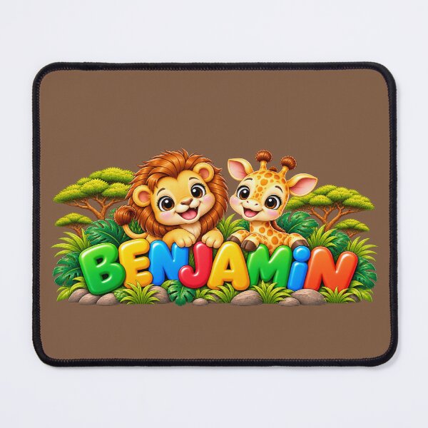 Item preview, Benjamin Personalized Name – Cute Baby Lion and Giraffe Safari Adventure designed and sold by HO•Designs.