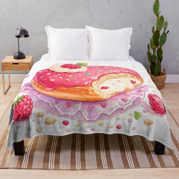 Item preview, Pink Raspberry Glazed Donut Cute Sweet Dessert Watercolor Bakery Art designed and sold by inkoutninja.