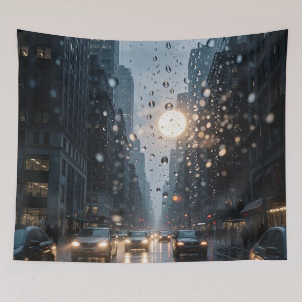 Item preview, Rain on Main Street - Urban City Lights Photography Art designed and sold by nhk999.