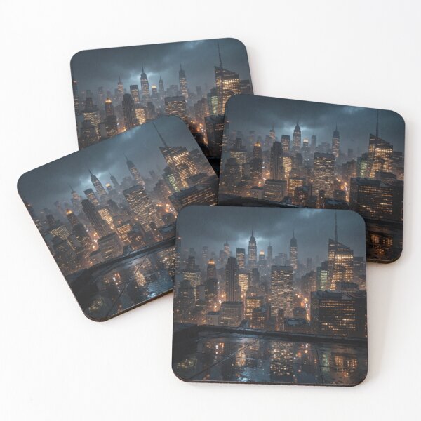 Item preview, Storm Above the Skyline - Rainy Metropolitan Nightscape designed and sold by nhk999.