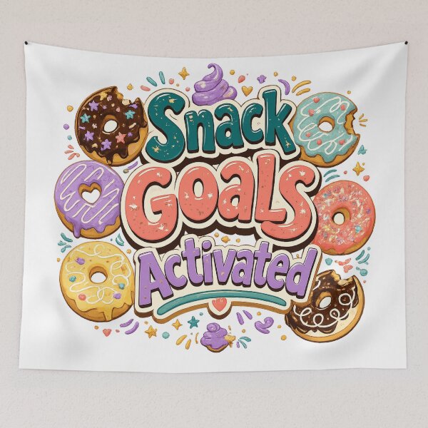 Item preview, Funny Donut Snack Goals Activated Quote Colorful Sweet Treats Retro Art designed and sold by inkoutninja.