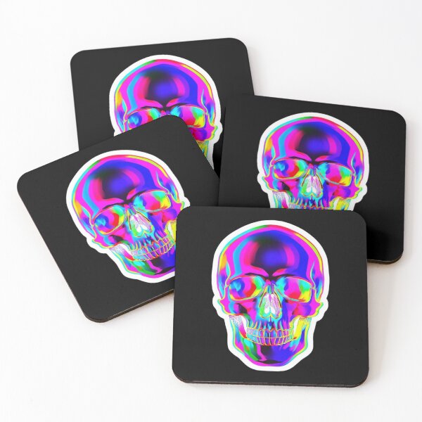 Item preview, Psychedelic Neon Rainbow Skull – Trippy Holographic Rave Graphic  designed and sold by FestivityFinds.