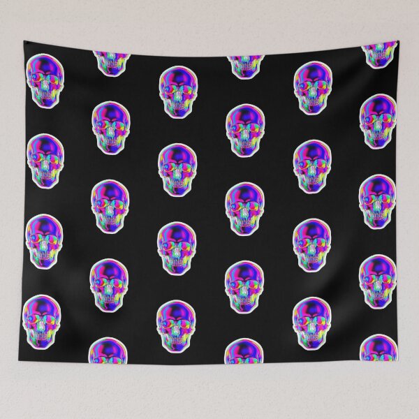 Item preview, Psychedelic Neon Rainbow Skull – Trippy Holographic Rave Graphic designed and sold by FestivityFinds.