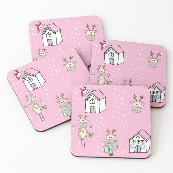 Item preview, Reindeer Delight Christmas in pink designed and sold by Quiet Waters Design.