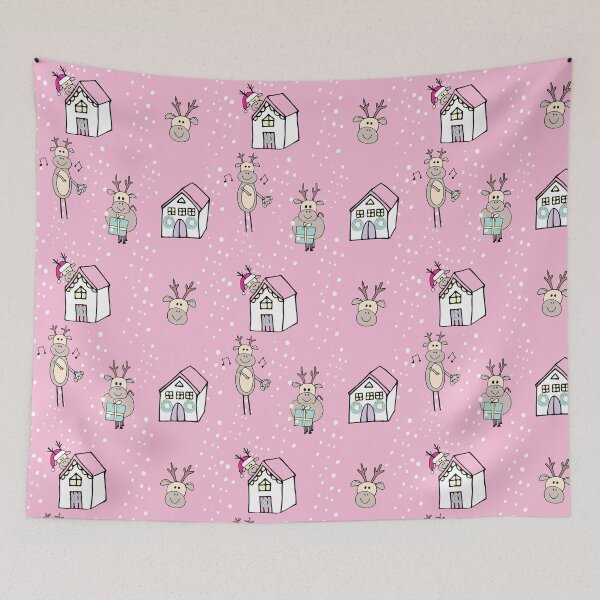 Item preview, Reindeer Delight Christmas in pink designed and sold by Quiet Waters Design.