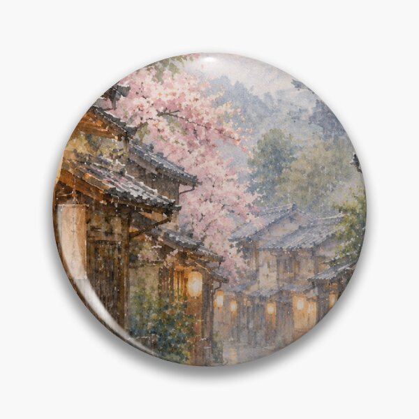 Item preview, Kyoto Spring Rain Japanese Watercolor Painting designed and sold by vekotpu.