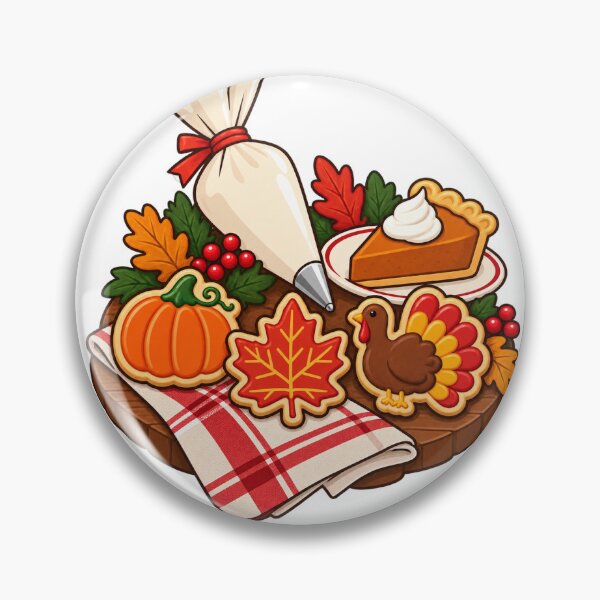 Item preview, Thanksgiving Decorated Cookies with Icing Bag and Pumpkin Pie designed and sold by skyartdesign.