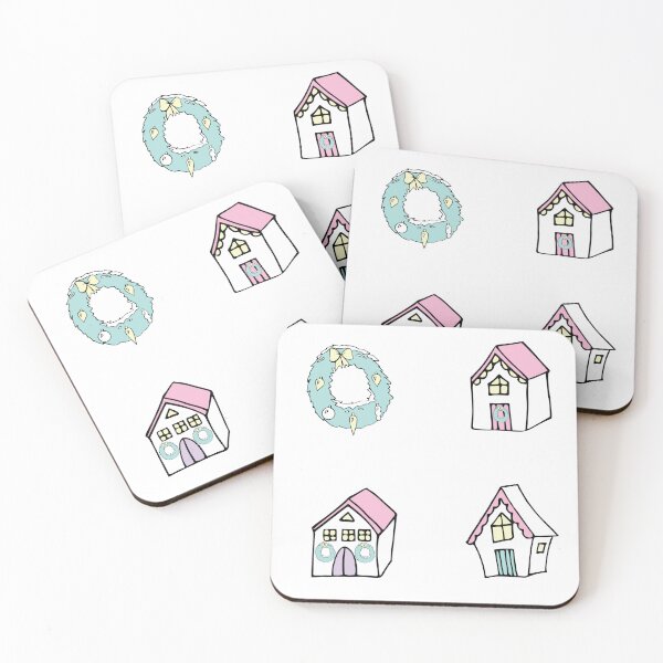Item preview, Reindeer Delight Christmas homes in pink designed and sold by Quiet Waters Design.