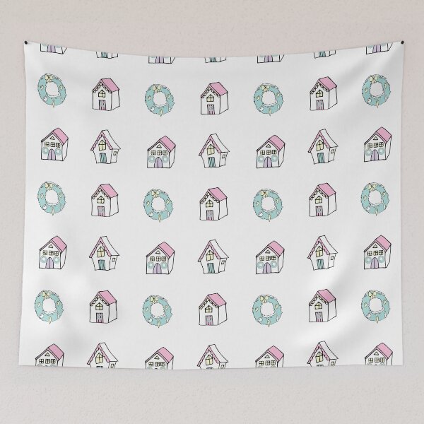 Item preview, Reindeer Delight Christmas homes in pink designed and sold by Quiet Waters Design.