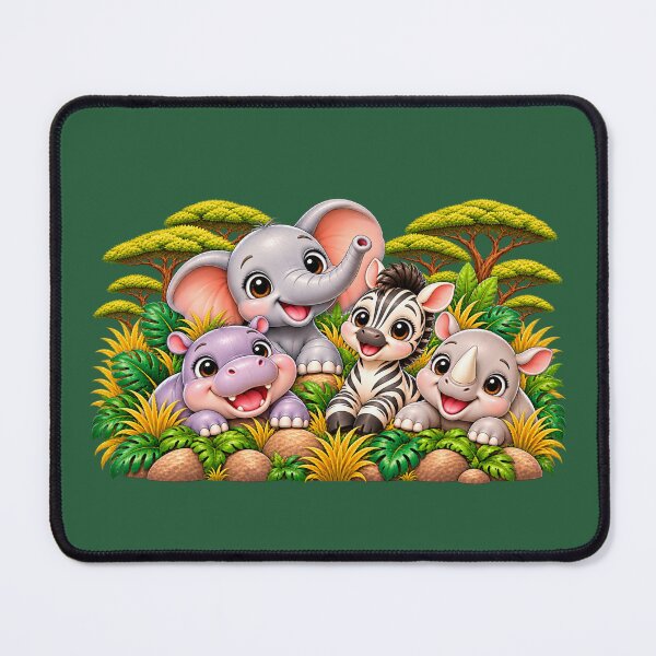 Item preview, Cute Baby Safari Animals – Elephant Zebra Hippo and Rhino Jungle Adventure designed and sold by HO•Designs.
