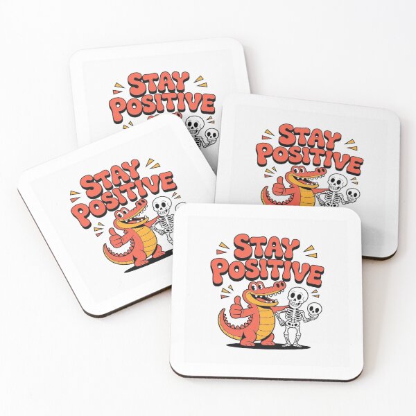 Item preview, Stay Positive – Funny Crocodile and Skeleton Cartoon designed and sold by Laviko83.