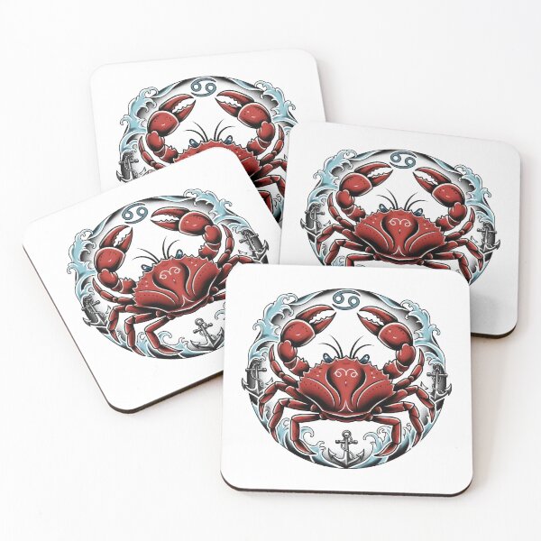 Item preview, Cancer Zodiac Crab Nautical Traditional Tattoo Design designed and sold by Luminari Creations.