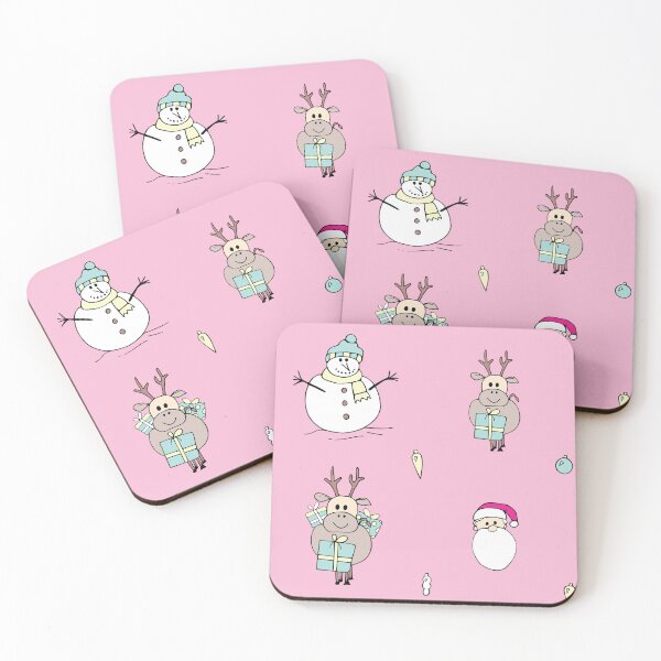 Item preview, Reindeer Delight reindeer deliveries in pink designed and sold by Quiet Waters Design.