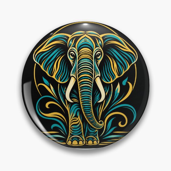 Item preview, Majestic Lines – Golden Teal Elephant Line Art designed and sold by vinothmech53.