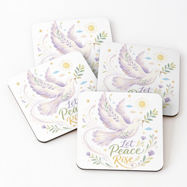 Item preview, White Dove Olive Branch Inspirational Let Peace Rise Floral Watercolor Art designed and sold by inkoutninja.