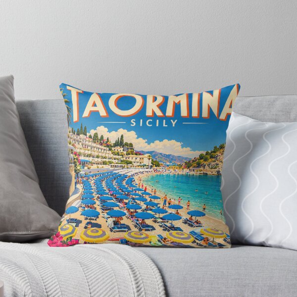 Item preview, Taormina, Sicily retro travel poster designed and sold by fullstackphotos.
