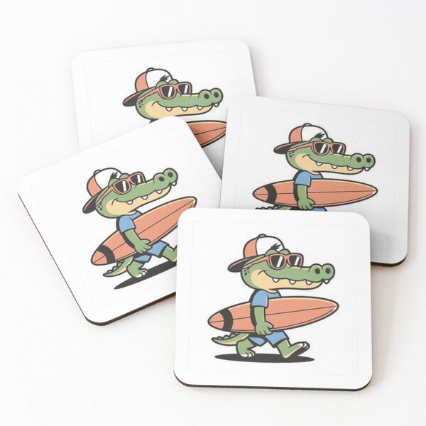 Item preview, Crocodile Surfer Walking with Surfboard – Funny Summer Cartoon designed and sold by Laviko83.
