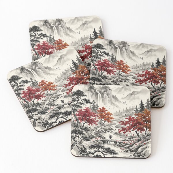 Item preview, Serene Autumn Landscape Ink Wash Painting designed and sold by iris-festival.