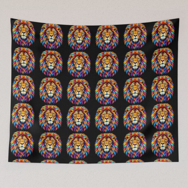 Item preview, Majestic Lines – Golden Teal Lion Pixel Art designed and sold by vinothmech53.