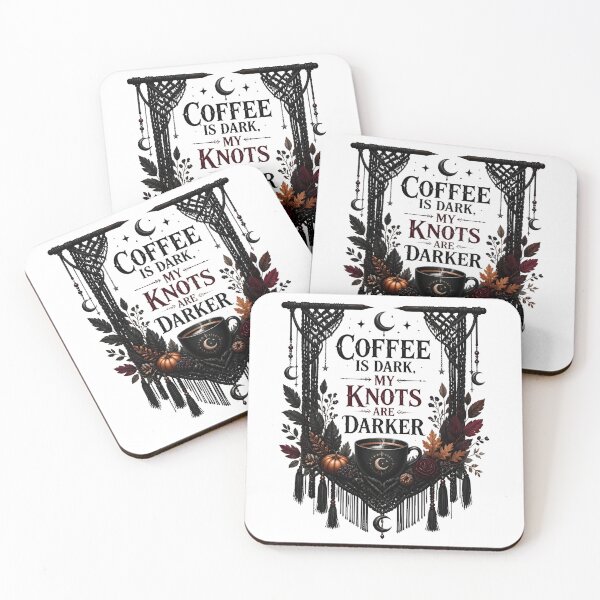 Item preview, Coffee Is Dark, My Knots Are Darker – Funny Macrame Halloween Coffee Lover Gift designed and sold by CuteDesignables.