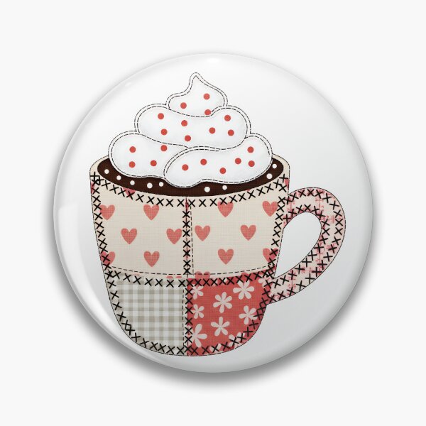 Item preview, Cozy Patchwork Hot Cocoa Cup Winter Coffee Folk Art Design designed and sold by Luminari Creations.