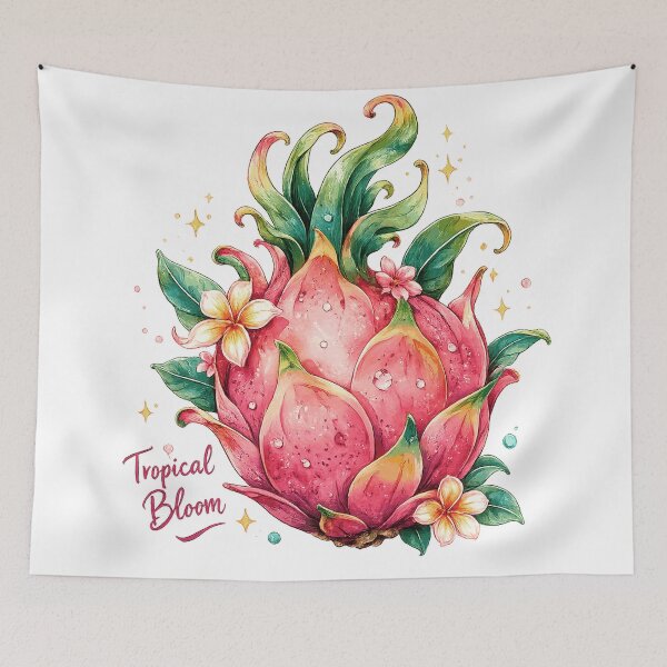 Item preview, Pink Dragon Fruit Tropical Bloom Floral Botanical Watercolor Art designed and sold by inkoutninja.
