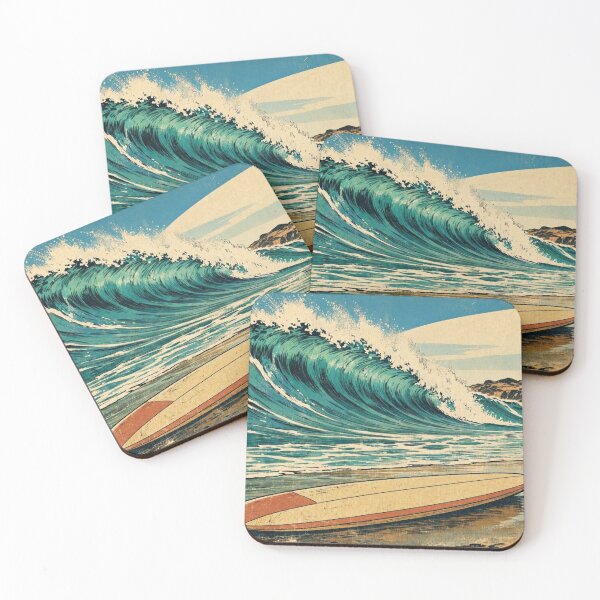 Item preview,  Retro Surfboard and Ocean Wave designed and sold by BlueBerry45.