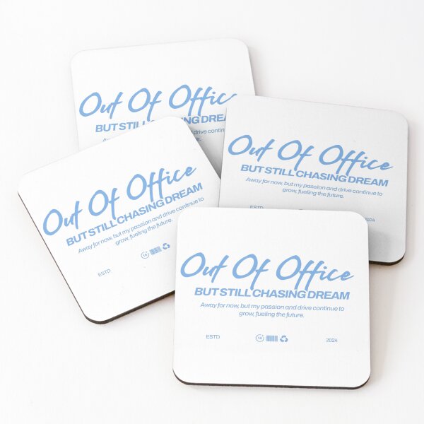 Item preview, Out of Office but Still Chasing Dreams – Blue Typography Design designed and sold by MindMess Studio.