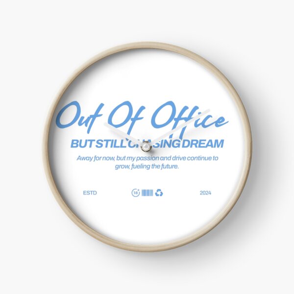 Item preview, Out of Office but Still Chasing Dreams – Blue Typography Design designed and sold by MindMess Studio.