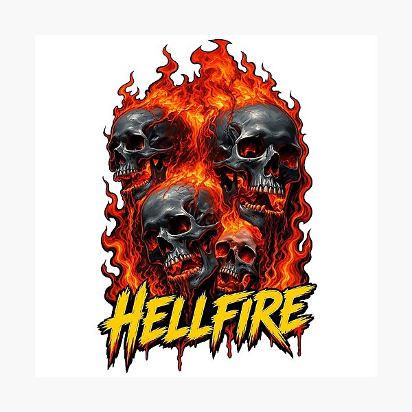 Item preview, Hellfire Flaming Skull Horror Graphic designed and sold by TeeZingShop.