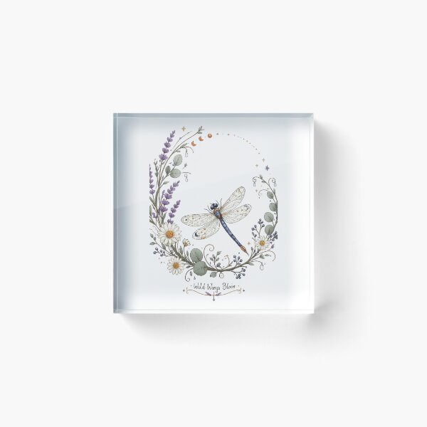 Item preview, Dragonfly Lavender Daisy Wild Wings Bloom Floral Cottagecore Botanical Art designed and sold by inkoutninja.
