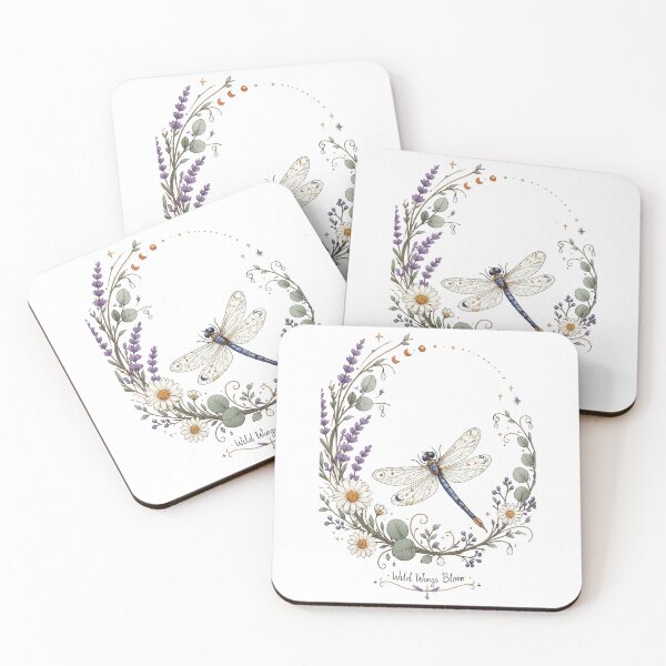 Item preview, Dragonfly Lavender Daisy Wild Wings Bloom Floral Cottagecore Botanical Art designed and sold by inkoutninja.