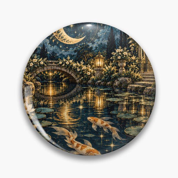 Item preview, Moonlit Koi Pond – Enchanted Garden with Water Lilies designed and sold by Art Studio Shams.