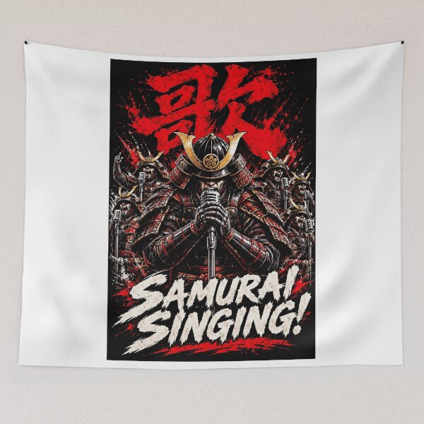 Item preview, Samurai Singing – Heavy Metal Warrior Rock Band Japanese Samurai Art designed and sold by kaipapershop.