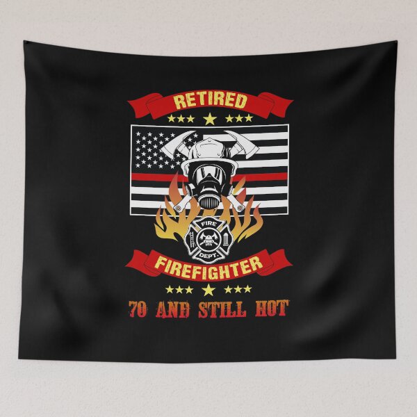 Item preview, Retired Firefighter 70th Birthday Thin Red Line Flag designed and sold by Basti09.