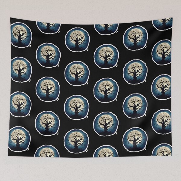Item preview, Spooky Halloween Tree Full Moon Bats Owl designed and sold by FestivityFinds.