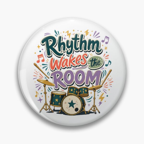 Item preview, Funny Drummer Rhythm Wakes the Room Quote Retro Drum Kit Music Lover Art designed and sold by inkoutninja.