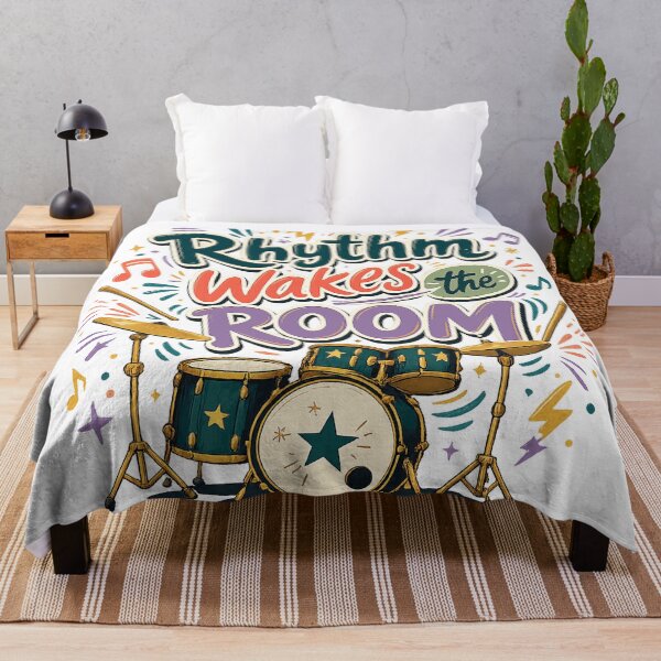 Item preview, Funny Drummer Rhythm Wakes the Room Quote Retro Drum Kit Music Lover Art designed and sold by inkoutninja.