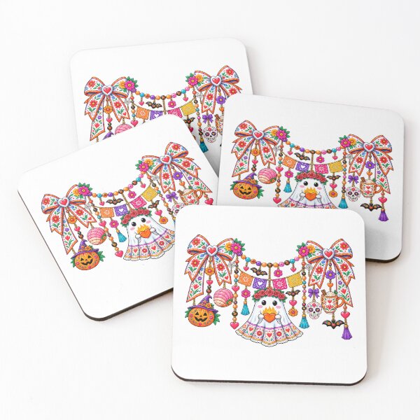 Item preview, Cute Floral Halloween Ghost Colorful Bow Pumpkin Garland designed and sold by GenioFin.