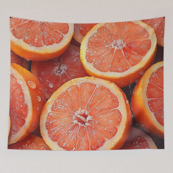 Item preview, Tart and Sweet - Sliced Grapefruits Layered Atop Each Other - Watercolor Art - Food Art designed and sold by CastleBySea.