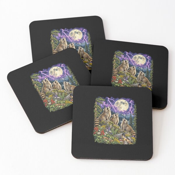 Item preview, Three Raccoons Howling Beneath a Lightning Moon designed and sold by DaphoLatara.