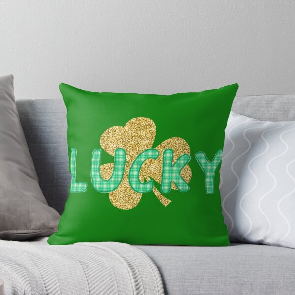 Item preview, Green Embroider-Look Plaid LUCKY Shamrock St Patricks Day  designed and sold by JaymeOctober.