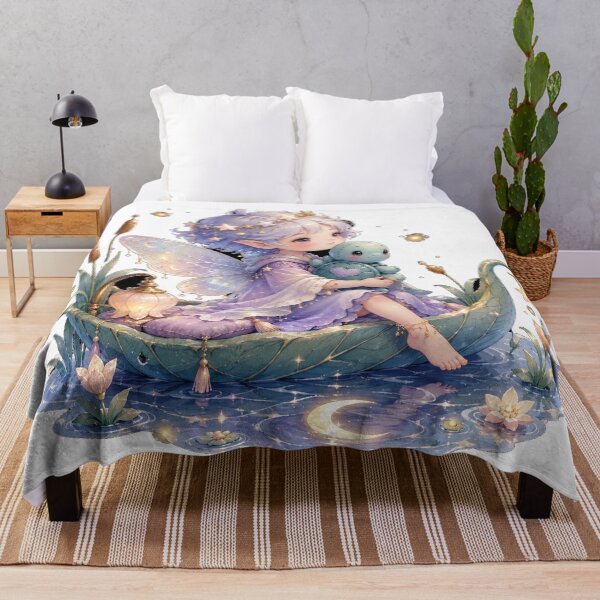 Item preview, Moonlit Fairy Dream Cute Lavender Woodland Elf with Turtle Fantasy Art designed and sold by inkoutninja.