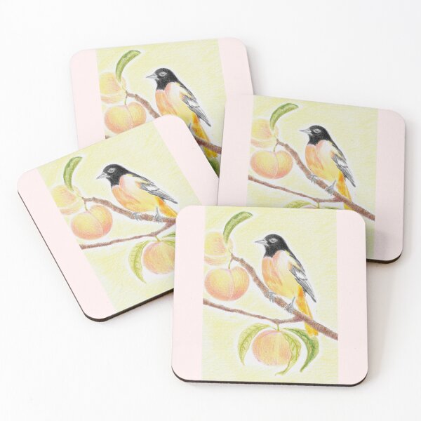 Item preview, Oriole Among the Peaches - Hand-drawn Illustration designed and sold by Julia N.