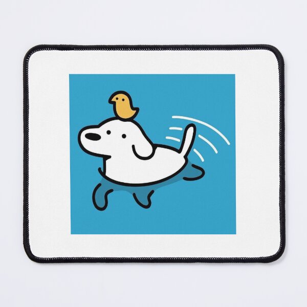 Item preview, Happy Swimming White Dog with Yellow Bird – Cute Summer Cartoon designed and sold by Movexa29.